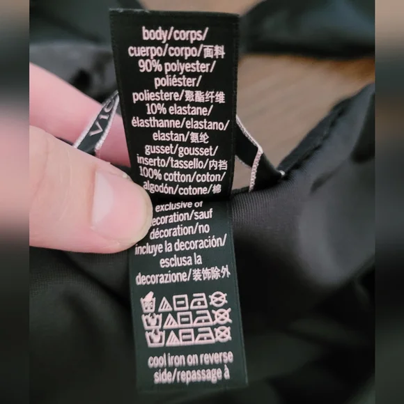 Victorias Secret Crushed Velvet Thong Style Bodysuit, Women's M/L, Classic Black - Picture 6 of 10